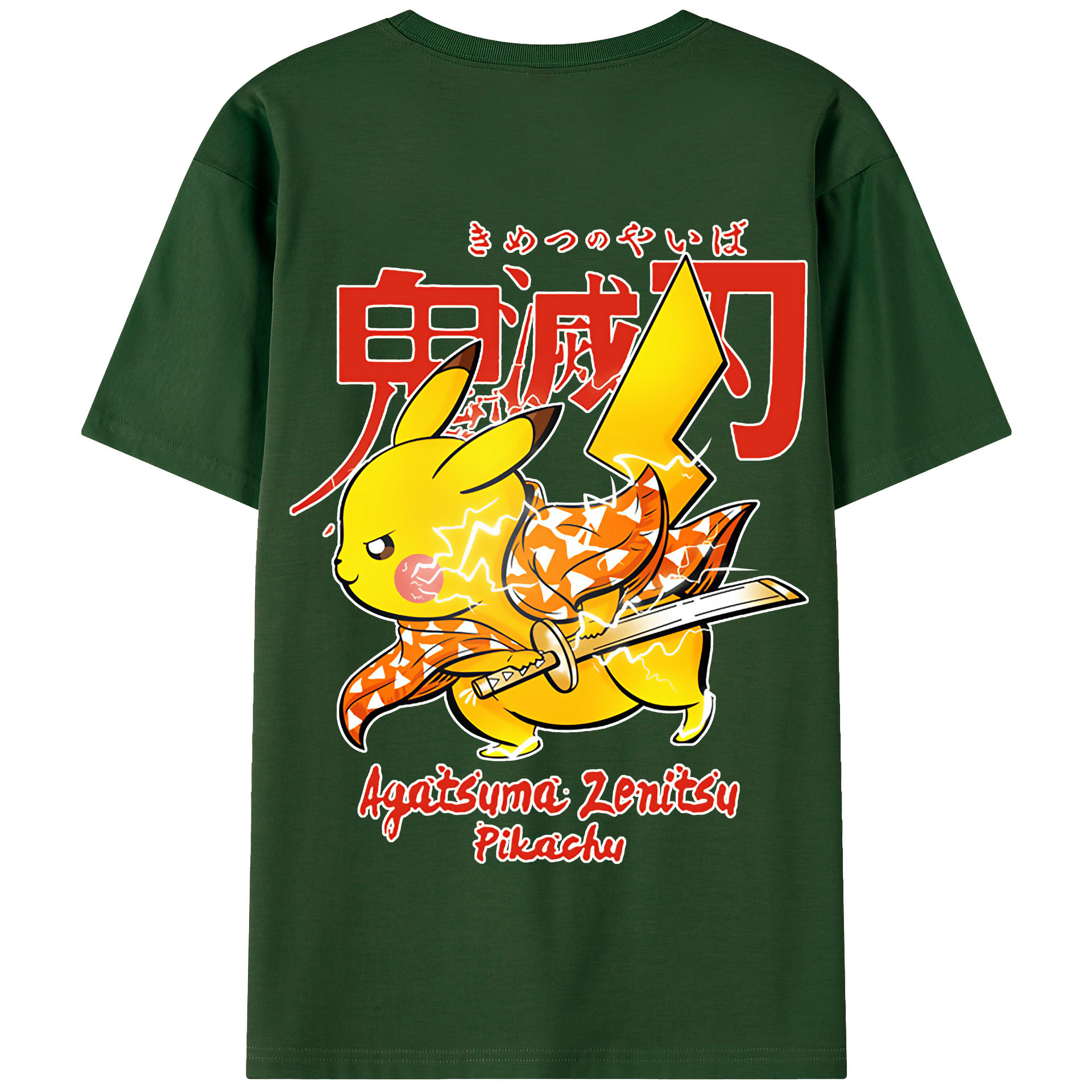 （画像用） 鬼滅の刃（きめつのやいば）我妻 善逸／あがつま ぜんいつ Agatsuma Zenitsu 綿100％半袖Tシャツ（背面プリント）